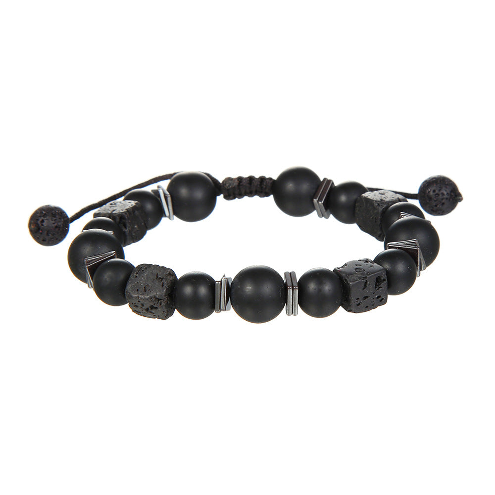 Cubos de lava al por mayor Pulsera tejida de piedra volcánica